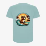 Camiseta Capybara surfer vibes (azul lavado) (detrás)