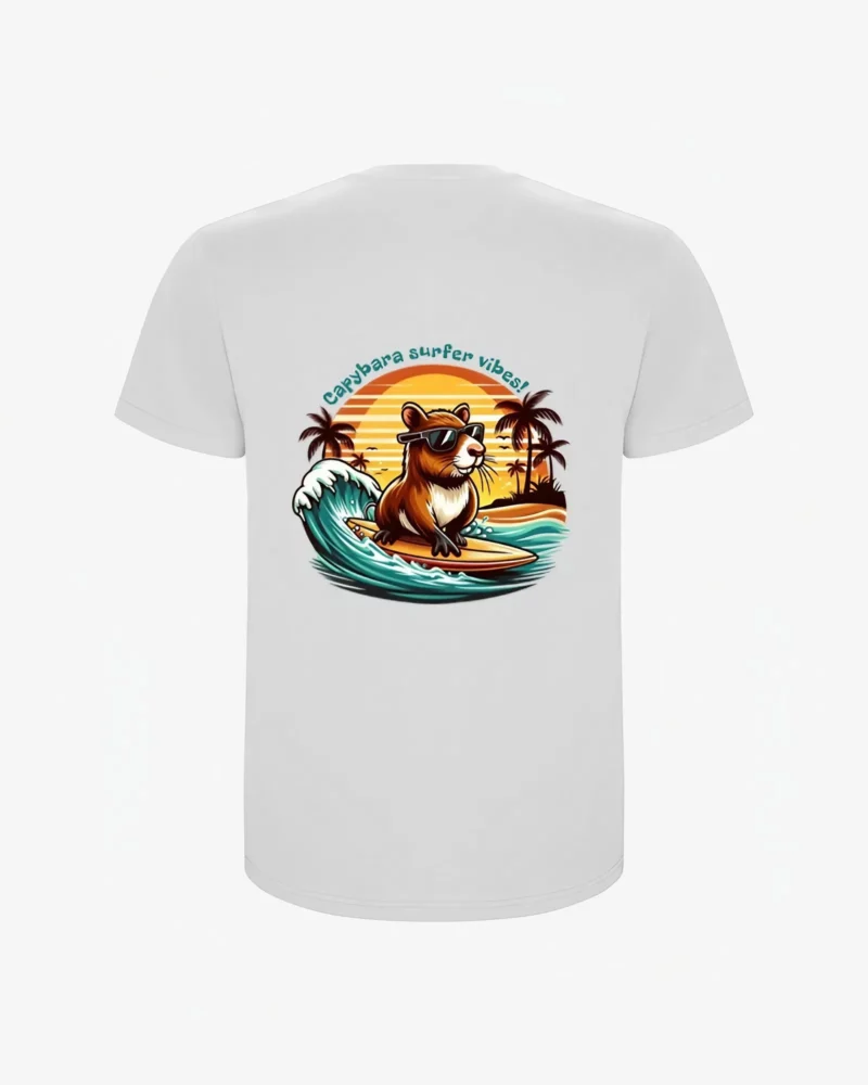 Camiseta Capybara surfer vibes (blanco) (detrás)