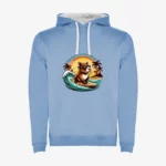 Sudadera Capybara surfer vibes (azul celeste) (delante)