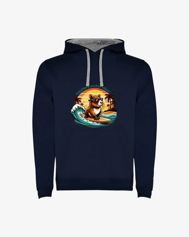 Sudadera Capybara surfer vibes (azul marino) (delante)