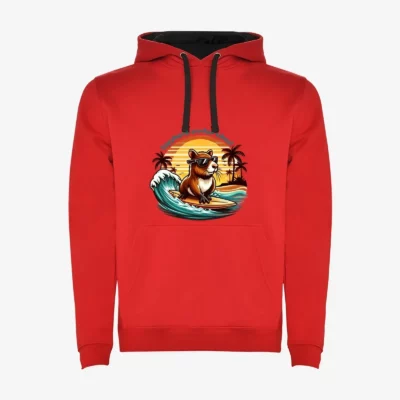Sudadera Capybara surfer vibes (rojo) (delante)