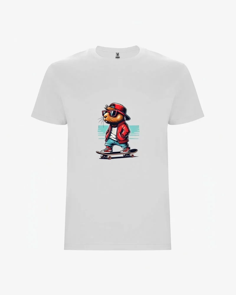 Camiseta niño Keep Calm and Capy Skate On (blanco) (delante)