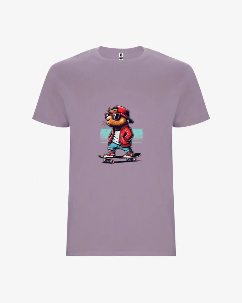 Camiseta niño Keep Calm and Capy Skate On (lavanda) (delante)