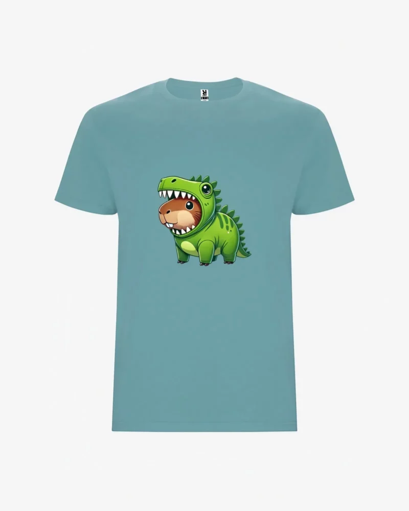 Camiseta niños Dinosaur Capybara (azul dusty) (delante)