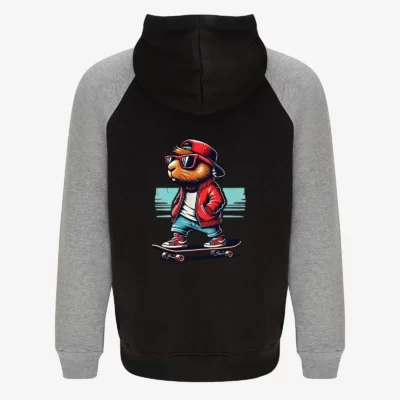 Hoodie niño Keep Calm and Capy Skate On (negro) (detrás)