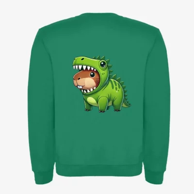 Sudadera niños Dinosaur Capybara (verde kelly) (detrás)