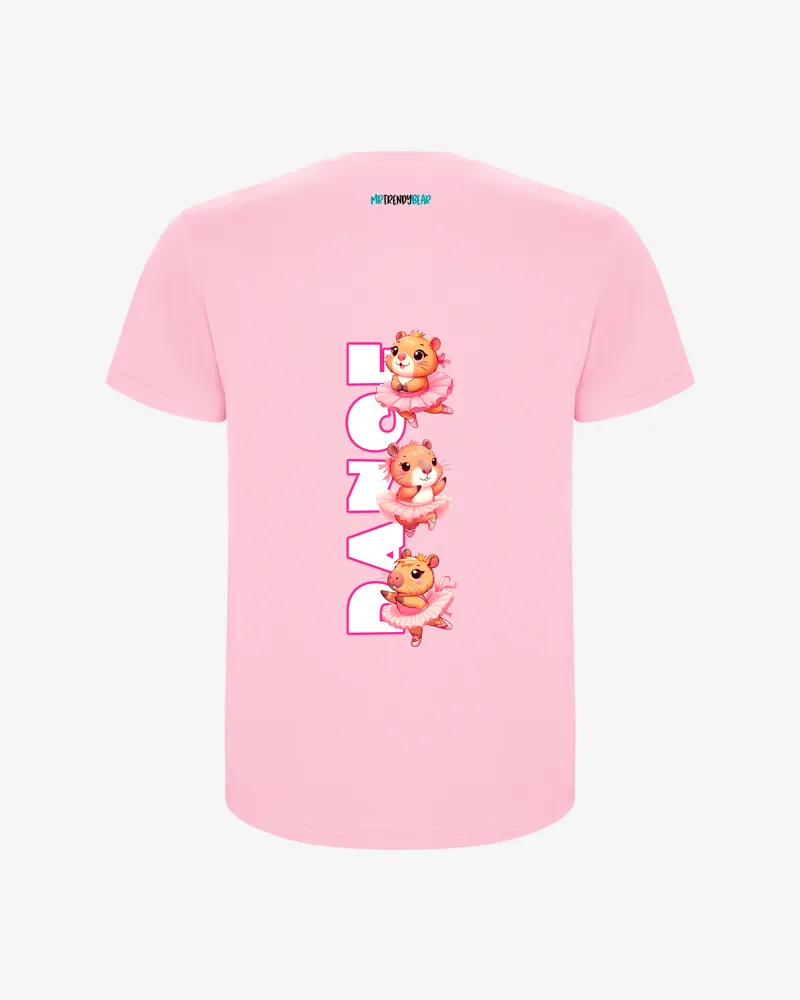 Camiseta niña Dance Capybara (rosa claro) (detrás)