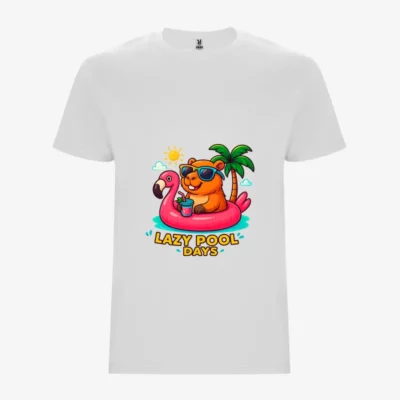 Camiseta niños Lazy pool days (blanco) (delante)