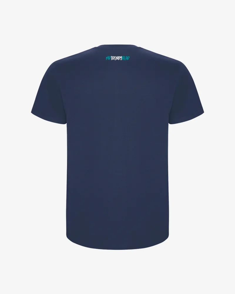 Camiseta niño Mono escuchando música (azul denim) (detrás)