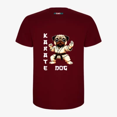 Camiseta niño karate dog (granate) (detrás)