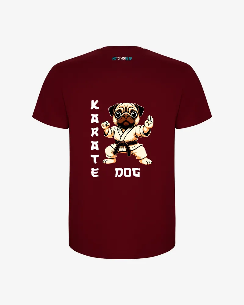 Camiseta niño karate dog (granate) (detrás)