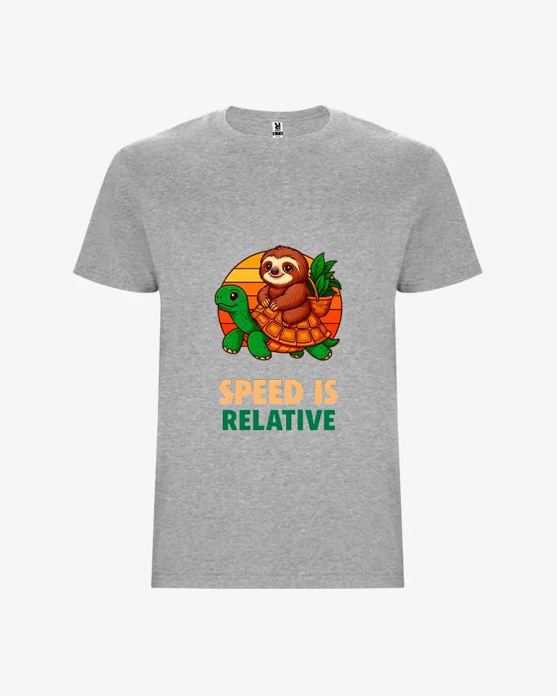 Camiseta niños Speed is relative (gris vigoré) (delante)