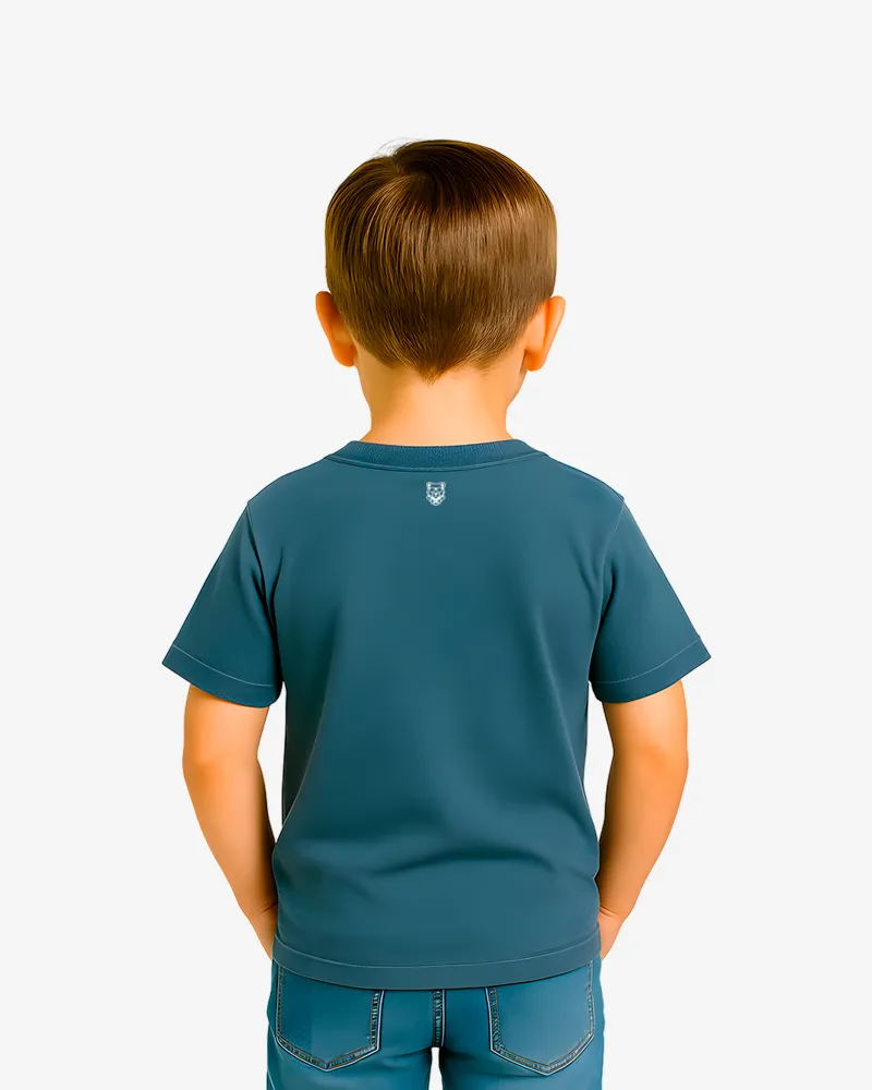 Camiseta manga corta niño (azul denim) (detrás)