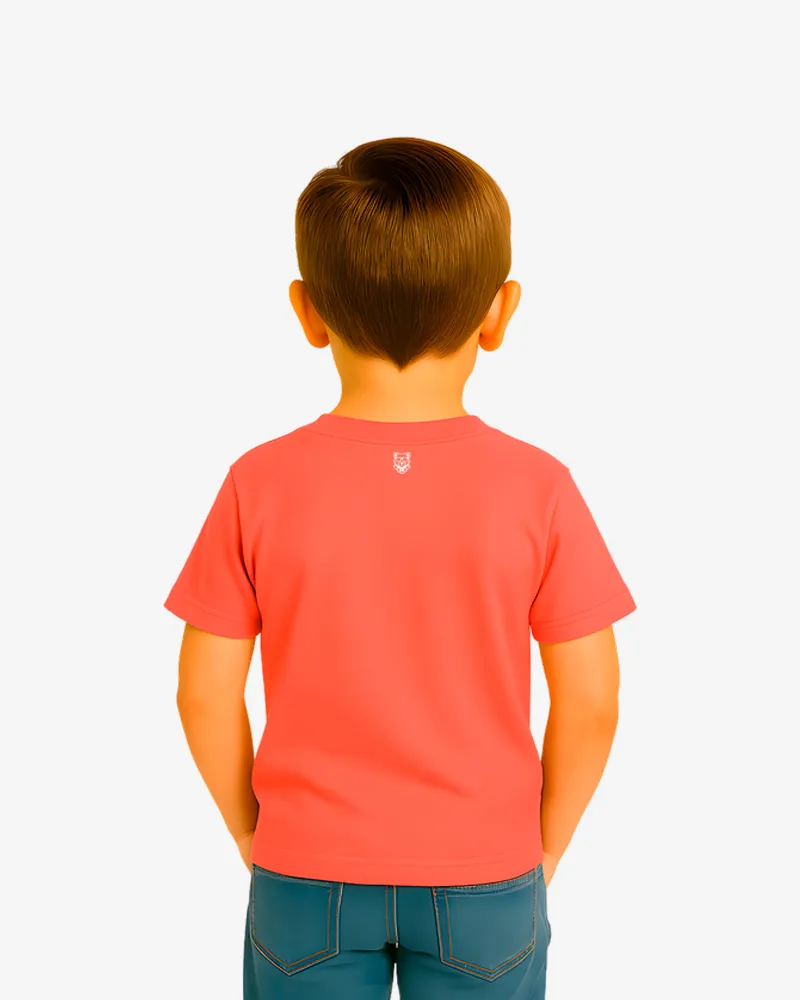 Camiseta manga corta niño (rojo crisanteno) (detrás)