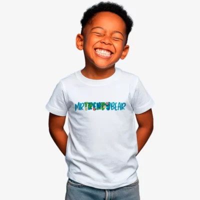 Camiseta niño Gold Coast Mr Trendy Bear (blanco) (delante)