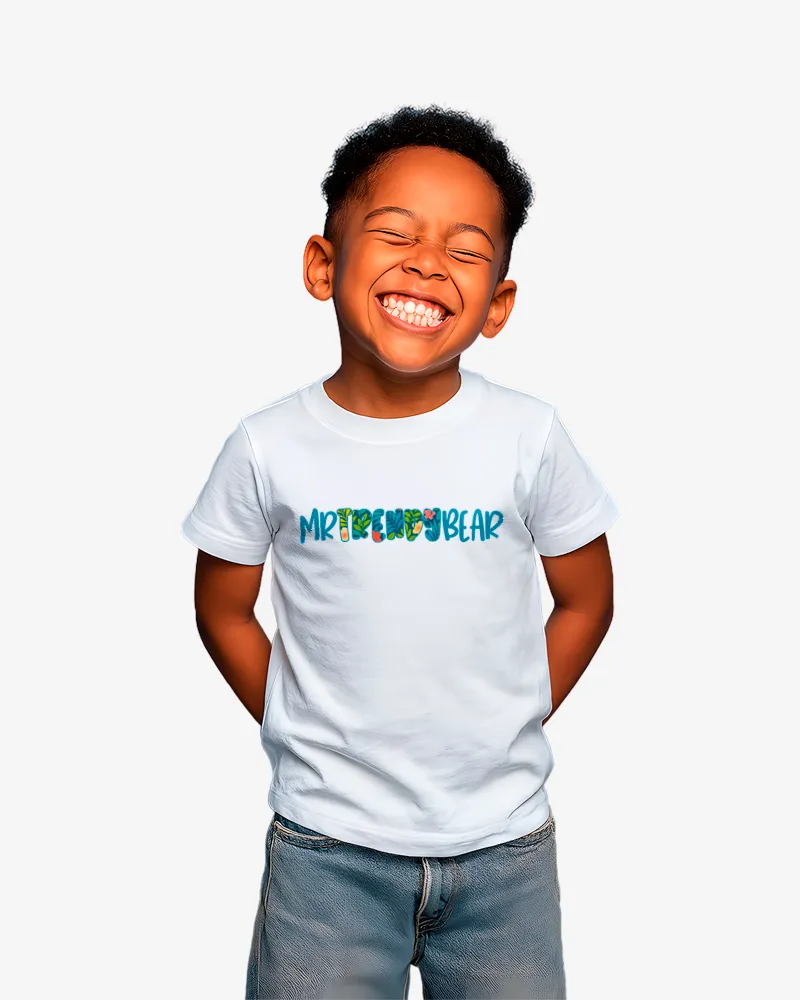 Camiseta niño Gold Coast Mr Trendy Bear (blanco) (delante)