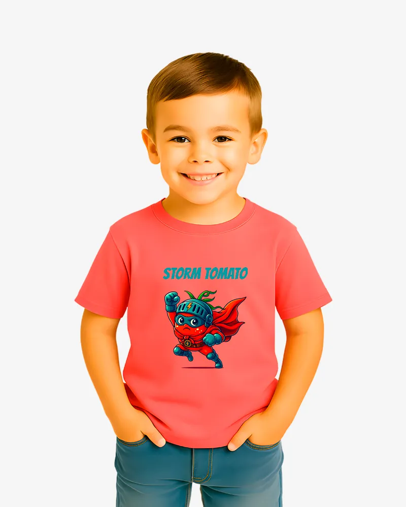 Camiseta niños Storm tomato (rojo crisanteno) (delante)