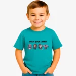 Camiseta niños Wild Rock Band (azul dusty) (delante)