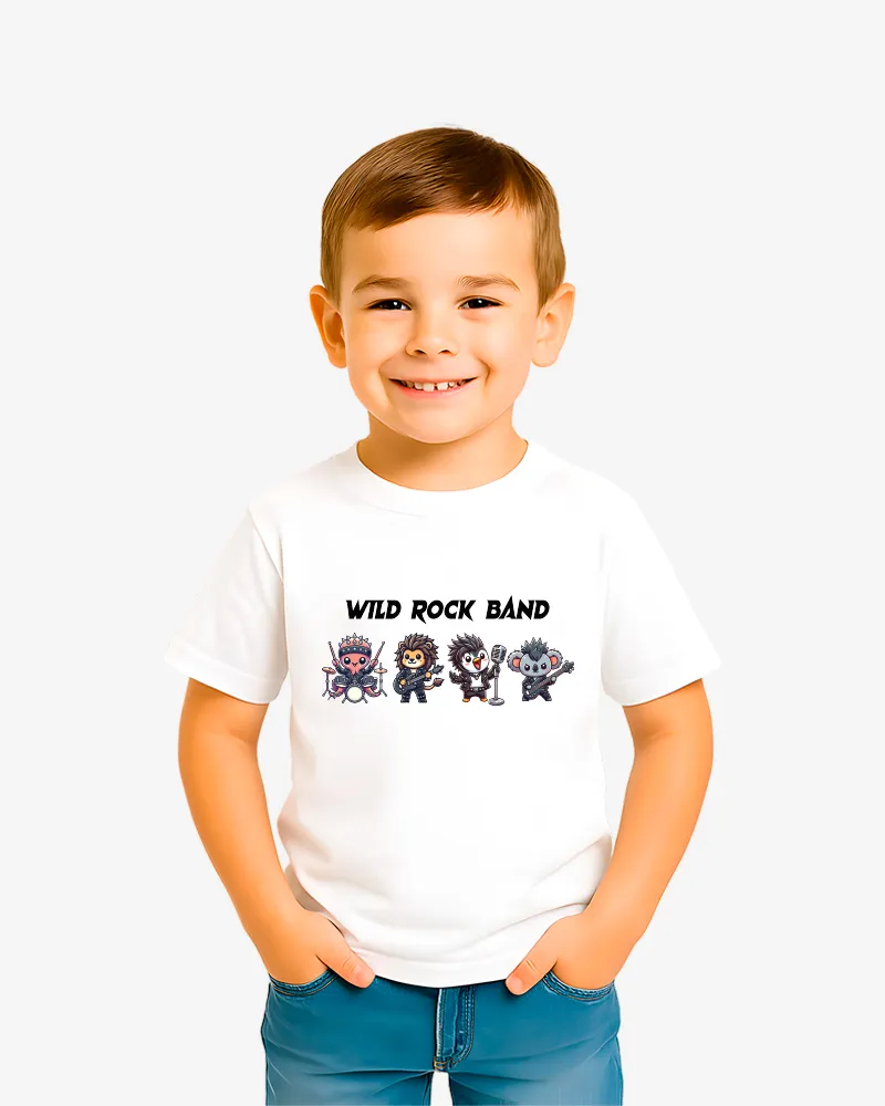 Camiseta niños Wild Rock Band (blanco) (delante)