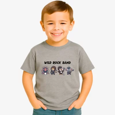 Camiseta niños Wild Rock Band (gris vigoré) (delante)