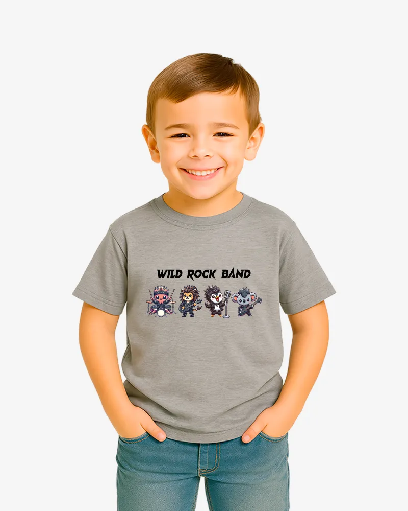 Camiseta niños Wild Rock Band (gris vigoré) (delante)
