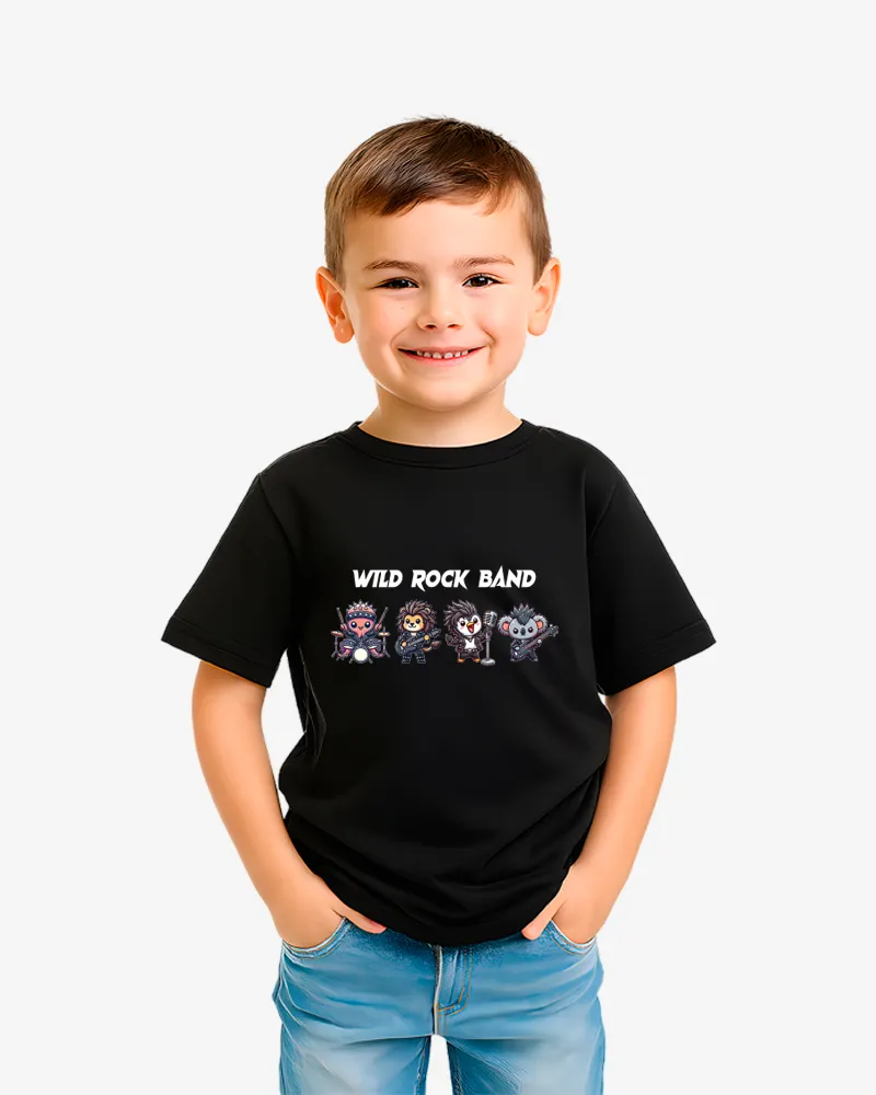 Camiseta niños Wild Rock Band (negro) (delante)