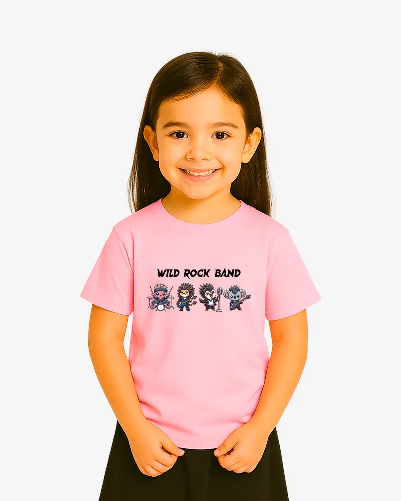 Camiseta niños Wild Rock Band (rosa claro) (delante)
