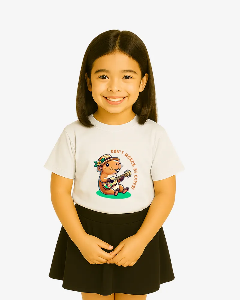 Camiseta niñas Don't worry be cappy (blanco) (delante)