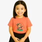 Camiseta niñas Don't worry be cappy (naranja clay) (delante)