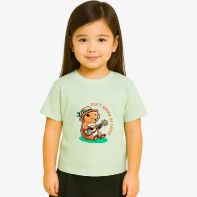 Camiseta niñas Don't worry be cappy (verde mist) (delante)