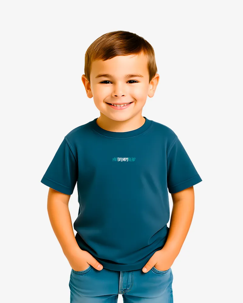 Camiseta niños Adelaida Mr Trendy Bear (azul denim) (delante)