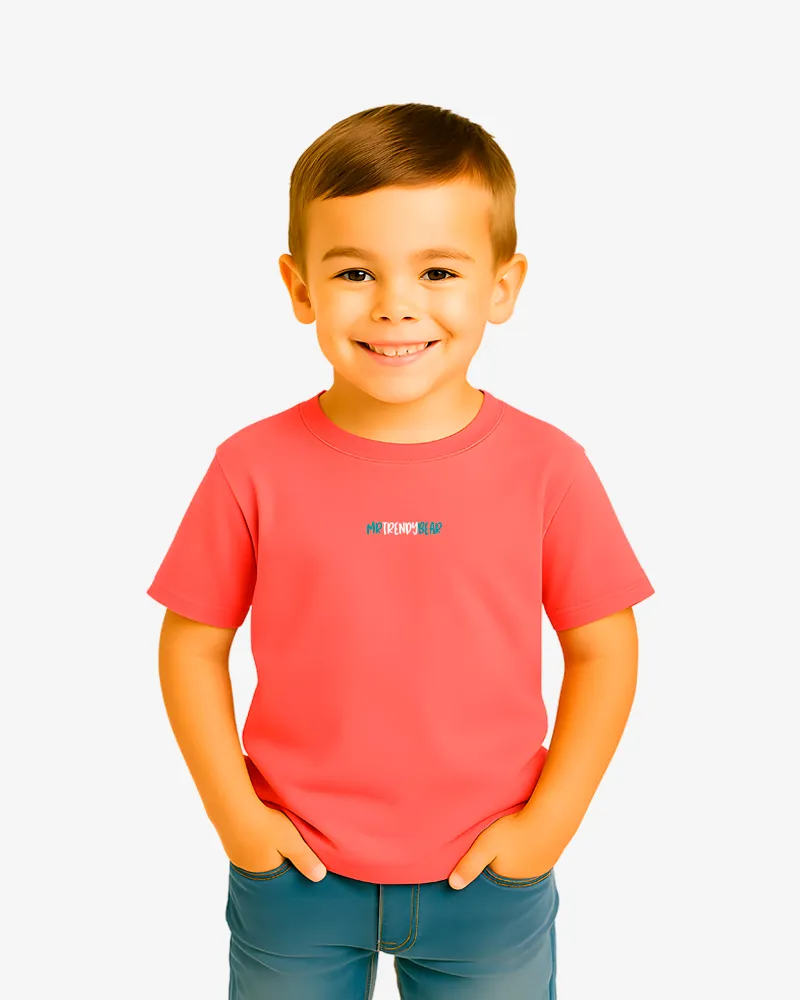 Camiseta niños Adelaida Mr Trendy Bear (rojo crisanteno) (delante)