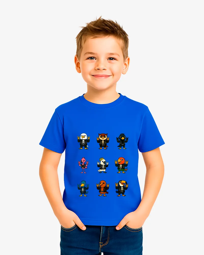 Camiseta niños Born to squawk, raised to Rock (azul riviera) (delante)