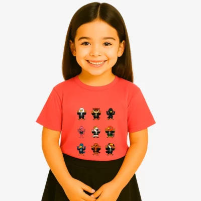 Camiseta niños Born to squawk, raised to Rock (rojo crisanteno) (delante)