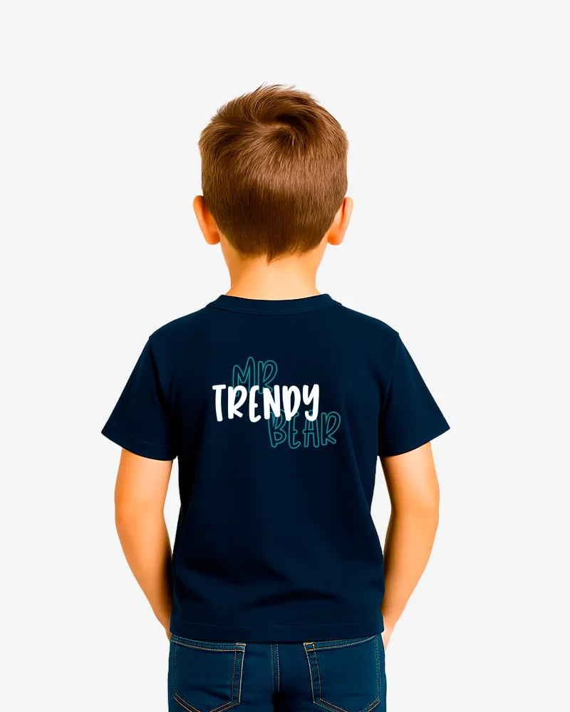 Camiseta niños Hobart Mr Trendy Bear (azul marino) (detrás)