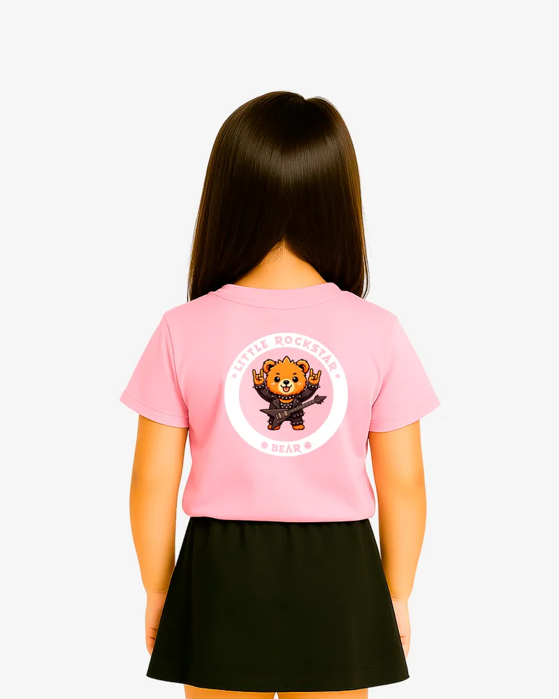 Camiseta niños Little rockstar Bear (rosa claro) (detrás)