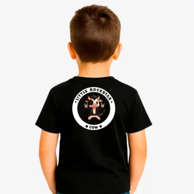Camiseta niños Little rockstar Cow (negro) (detrás)