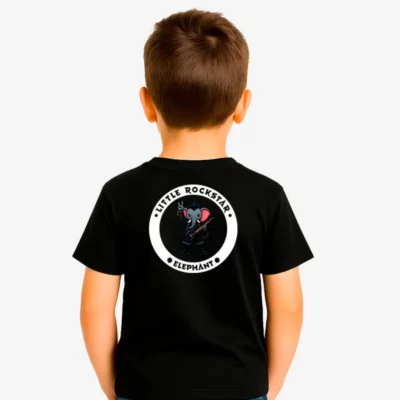 Camiseta niños Little rockstar Elephant (negro) (detrás)