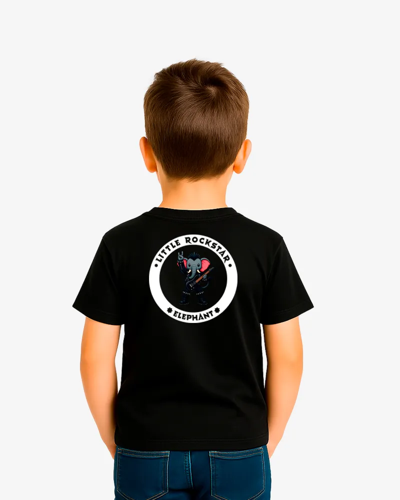 Camiseta niños Little rockstar Elephant (negro) (detrás)