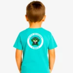 Camiseta niños Little rockstar Frog (azul dusty) (detrás)