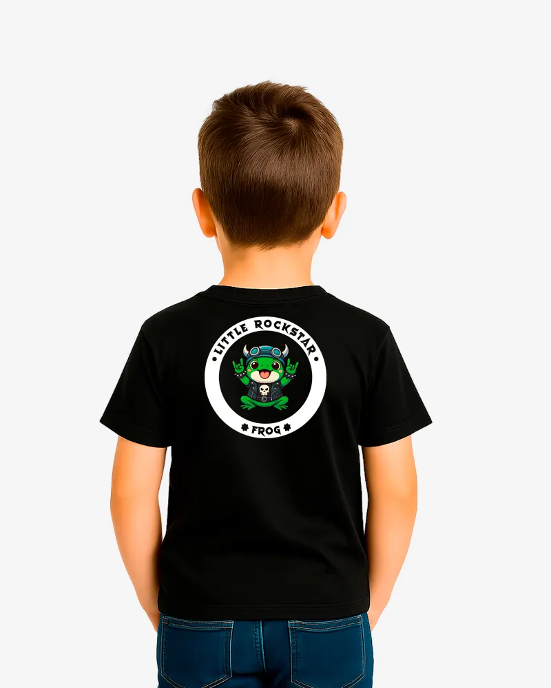 Camiseta niños Little rockstar Frog (negro) (detrás)