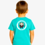 Camiseta niños Little rockstar Goat (azul dusty) (detrás)