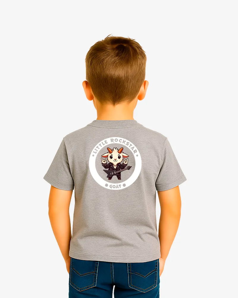 Camiseta niños Little rockstar Goat (gris vigoré) (detrás)