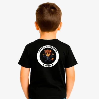 Camiseta niños Little rockstar Horse (negro) (detrás)