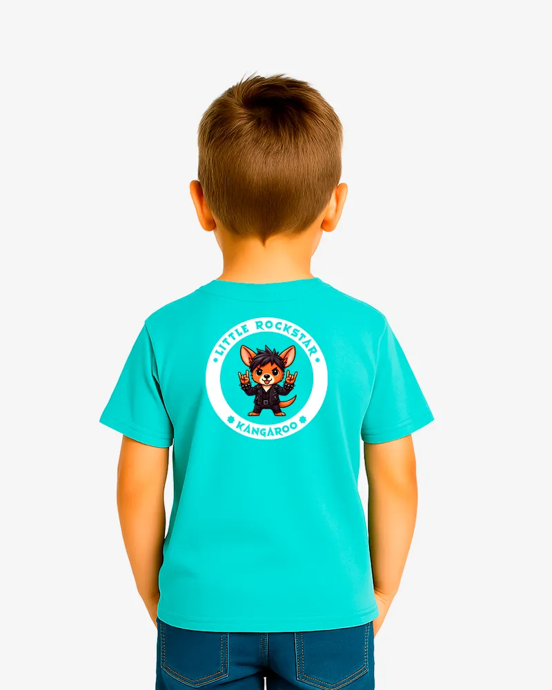 Camiseta niños Little rockstar Kangaroo (azul dusty) (detrás)