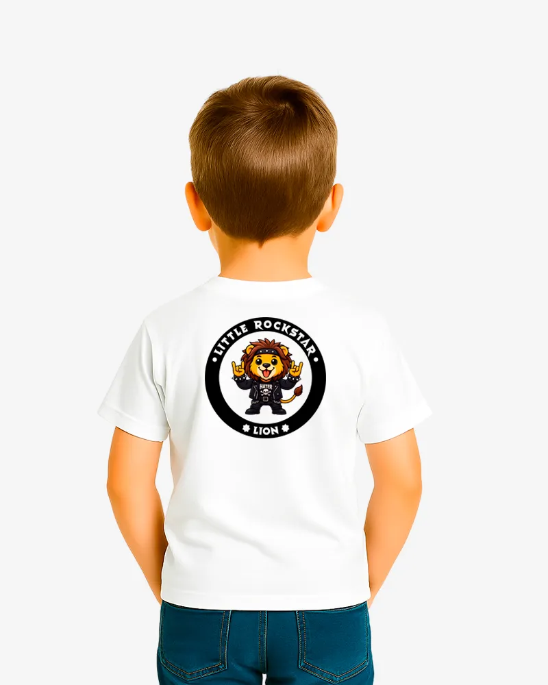 Camiseta niños Little rockstar Lion (blanco) (detrás)