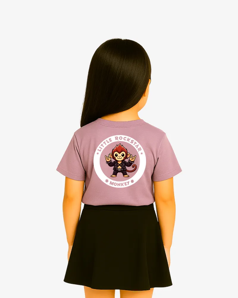 Camiseta niños Little rockstar Monkey (lavanda) (detrás)