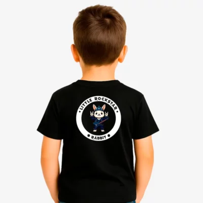 Camiseta niños Little rockstar Rabbit (negro) (detrás)
