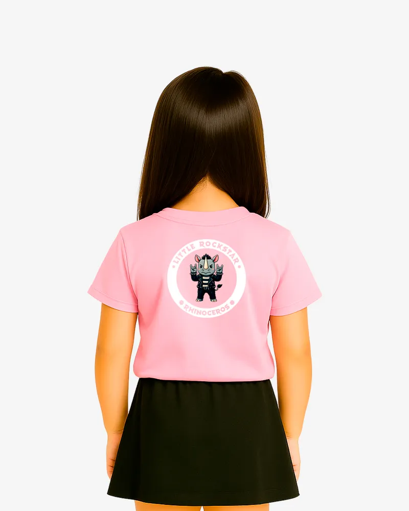 Camiseta niños Little rockstar Rhinoceros (rosa claro) (detrás)