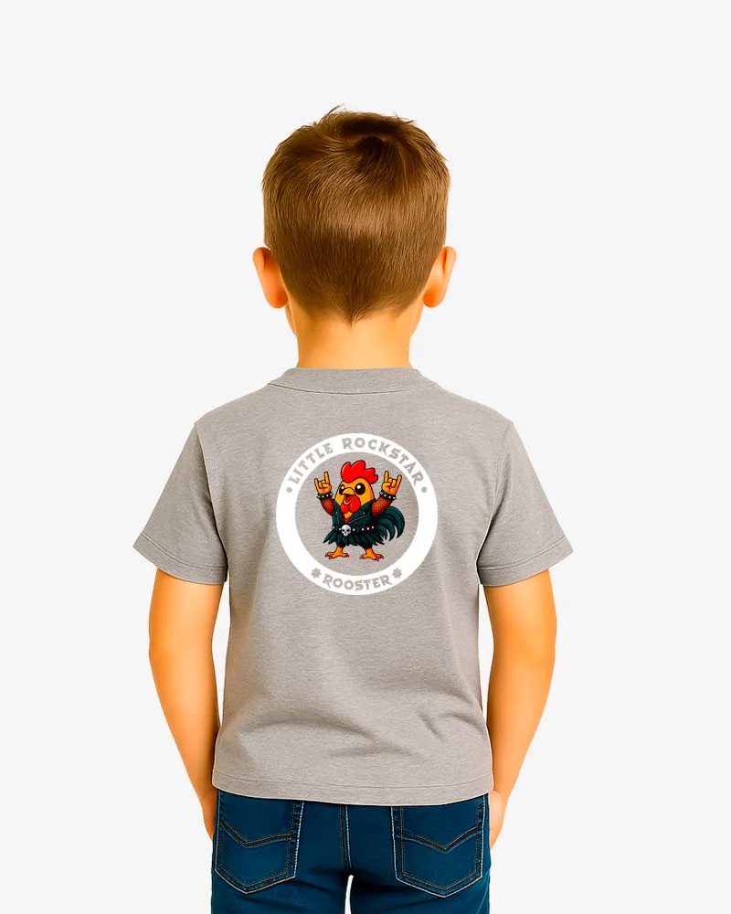 Camiseta niños Little rockstar Rooster (gris vigoré) (detrás)